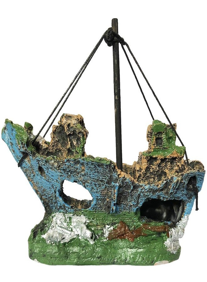 SLOCME Aquarium Resin Boat Ornament - Fish Tank Shipwreck Decoration, Sunken Ship, Aquarium Ornament for Freshwater & Saltwater Tanks - Image 2